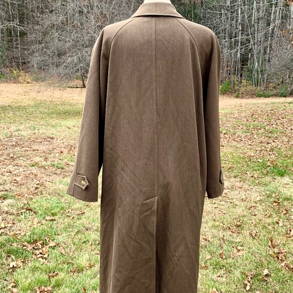 Burberry Brown Wool Gaberdine Womens Long Coat M/L Plaid Liner Excellent Gift - Picture 12 of 15